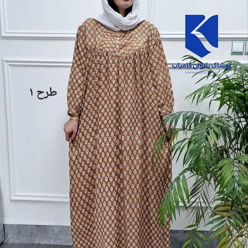 پیراهن ساحلی نخی قواره بزرگ مامی سایز-هندی کد2749 — تصویر ۲