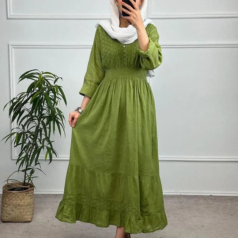 استایل لاکچری زنانه باپیراهن ساحلی سلین خامه دوز/کد2709