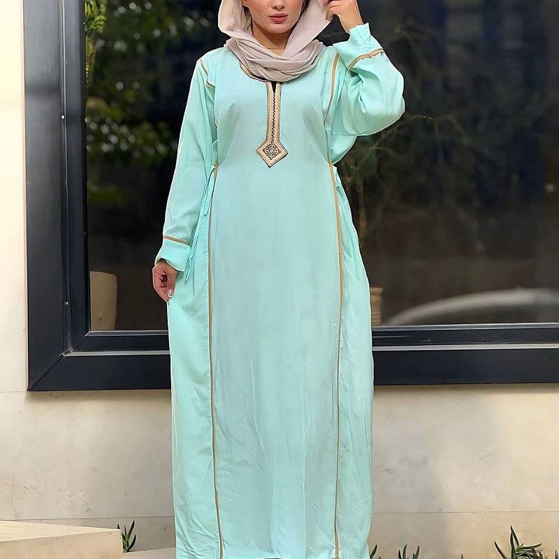 پیراهن ساحلی نخی یال یقه گلدوزی کد2703 — تصویر ۳