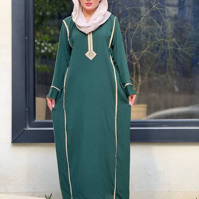 پیراهن ساحلی نخی یال یقه گلدوزی کد2703 — تصویر ۴