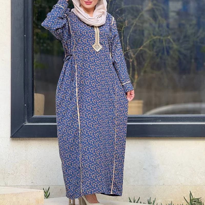 پیراهن ساحلی نخی یال یقه گلدوزی کد2703