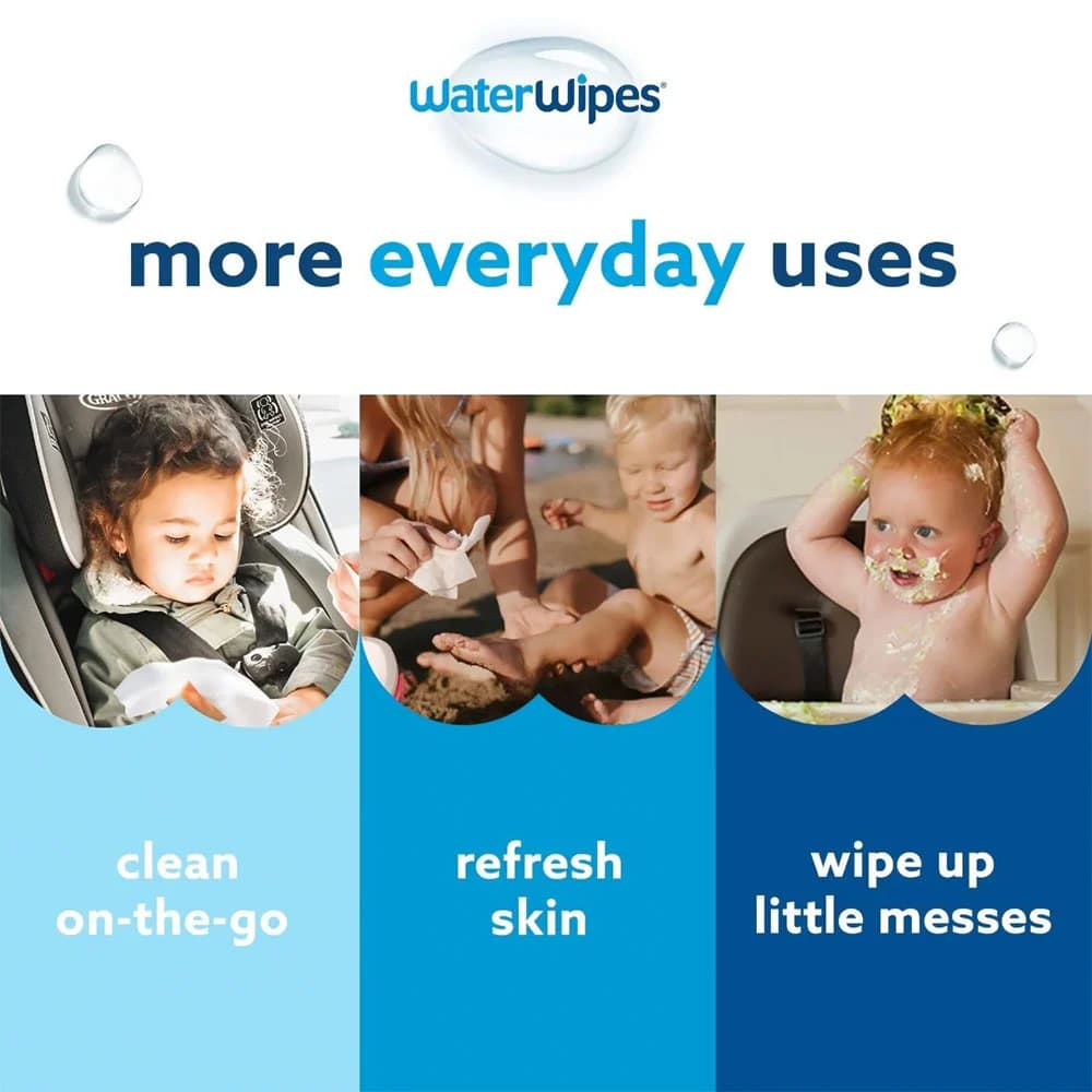 دستمال مرطوب 99.9% آب واتر وایپس Water Wipes بسته 60 عددی — تصویر ۳