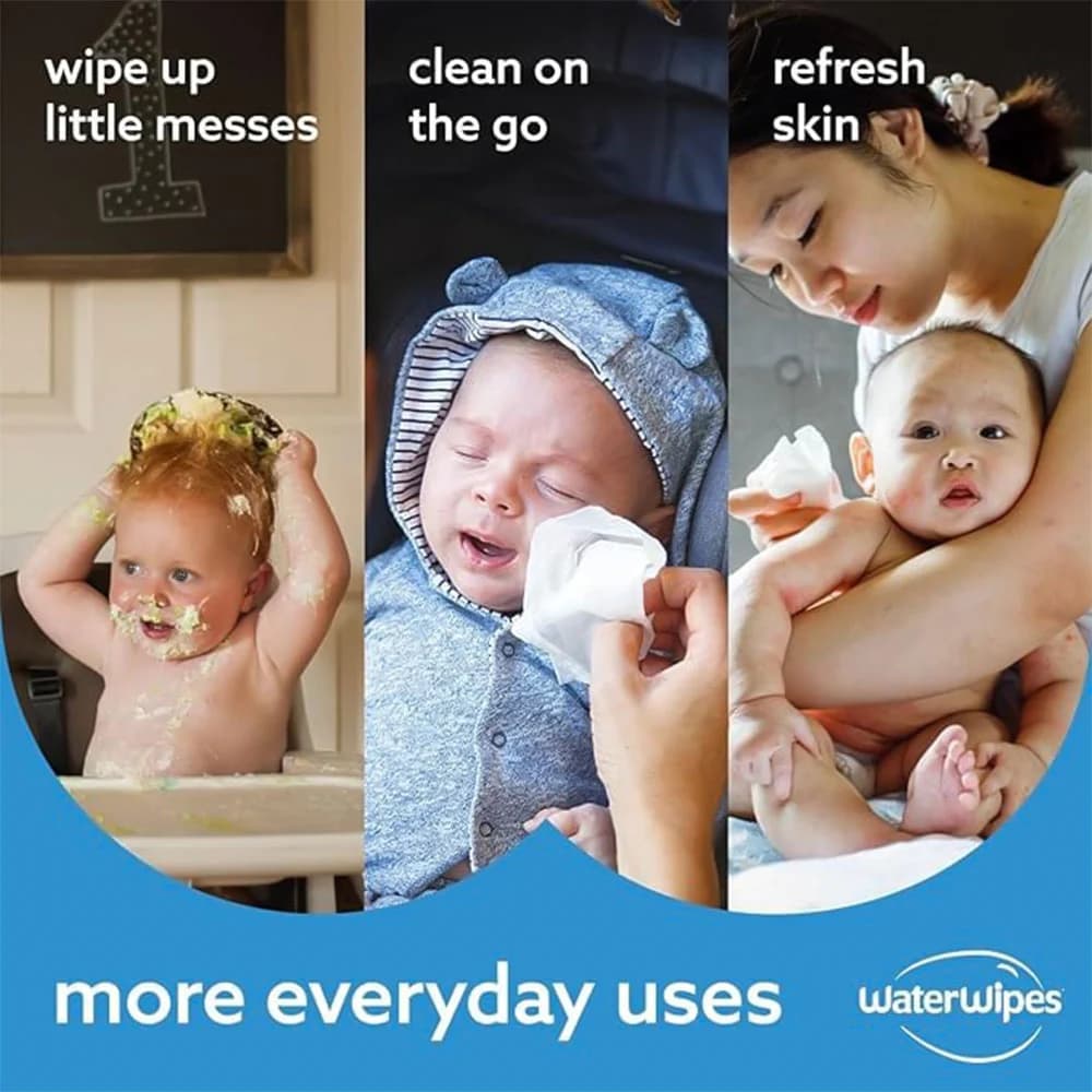 دستمال مرطوب 99.9% آب واتر وایپس Water Wipes بسته 60 عددی — تصویر ۴