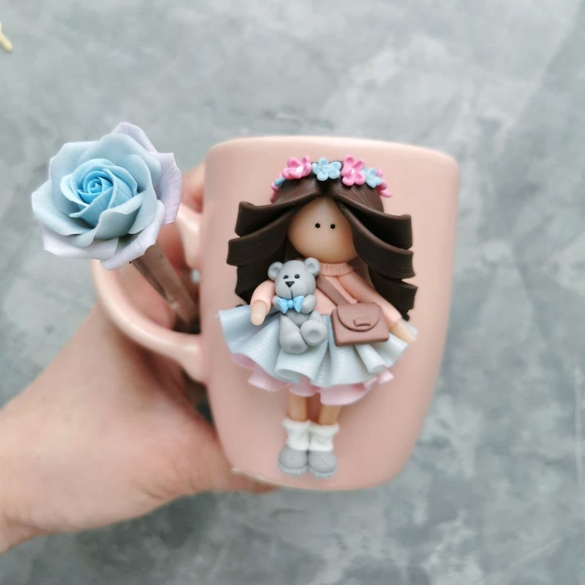 ماگ دخترونه خمیری برجسته