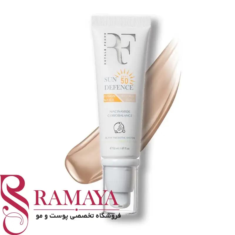 کرم ضد آفتاب فیوژن واتر پوست چرب و مختلط رویال فم SPF50 بژ طبیعی