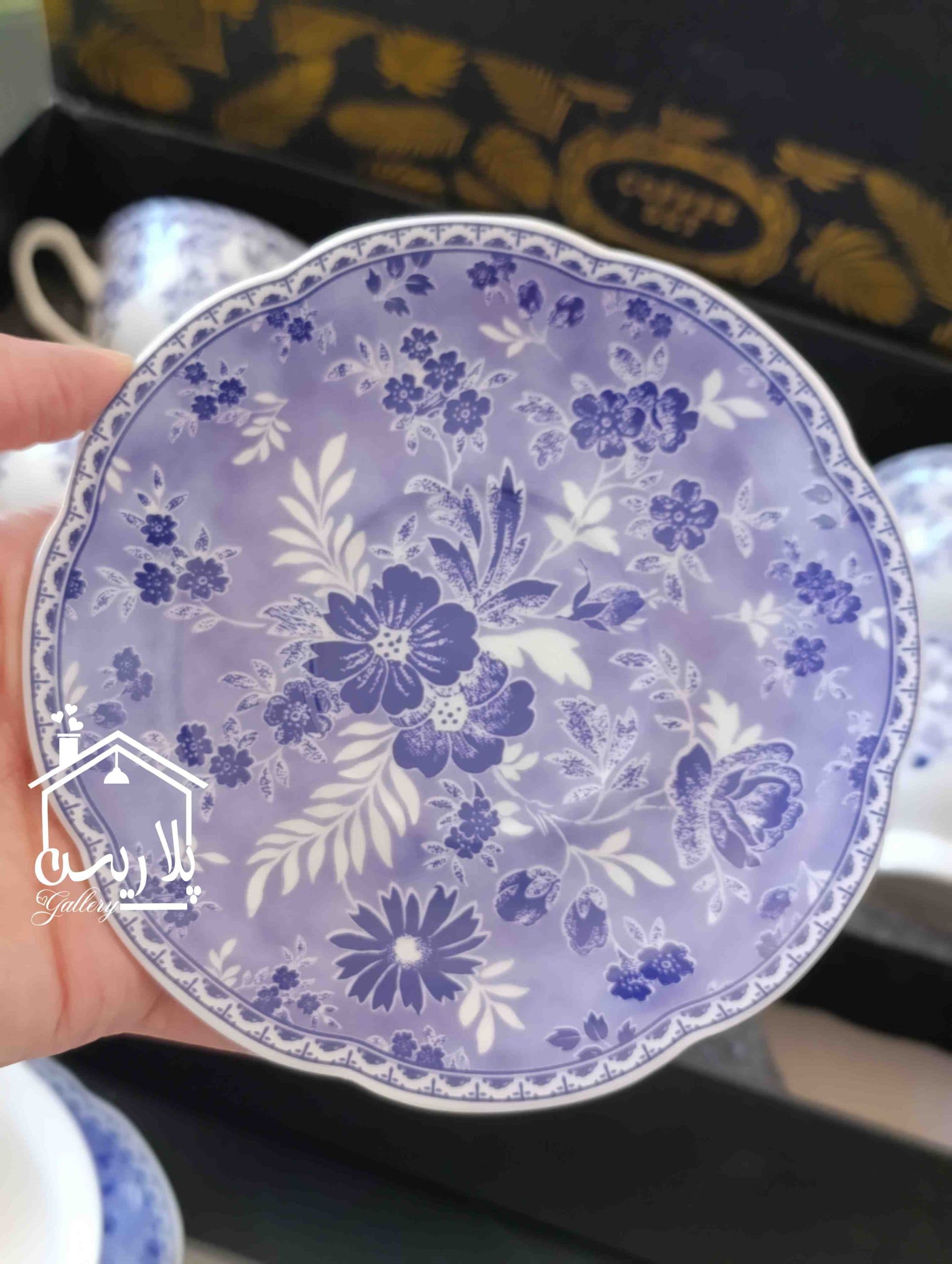 ست فنجان نعلبکی چایخوری قلم آبی — تصویر ۳