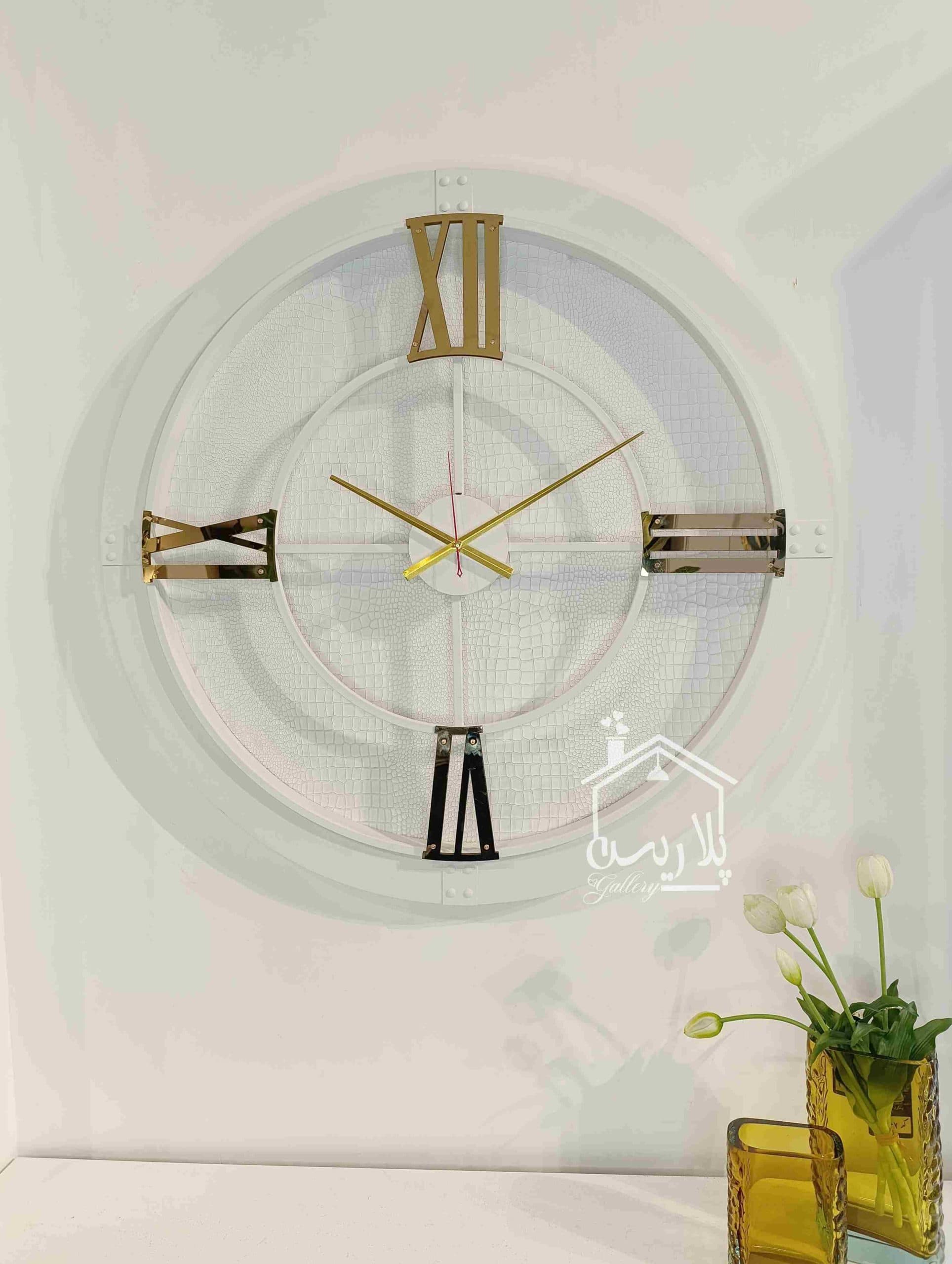 ساعت دیواری گرد چرمی سفید قطر 85 سانت33080 — تصویر ۴