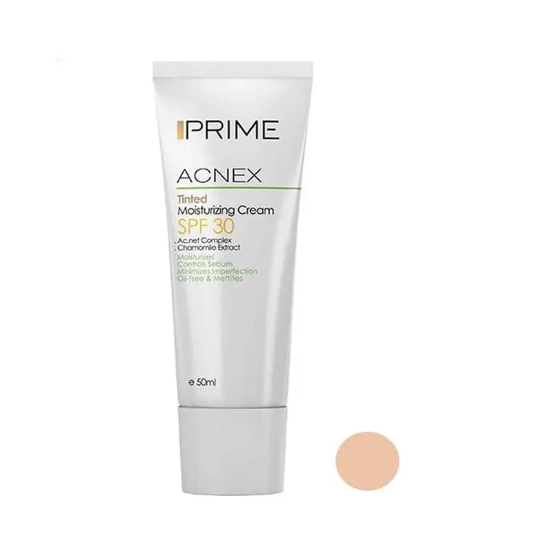 کرم مرطوب کننده رنگی پریم مدل Acnex Tinted SPF 30 حجم 50 میل