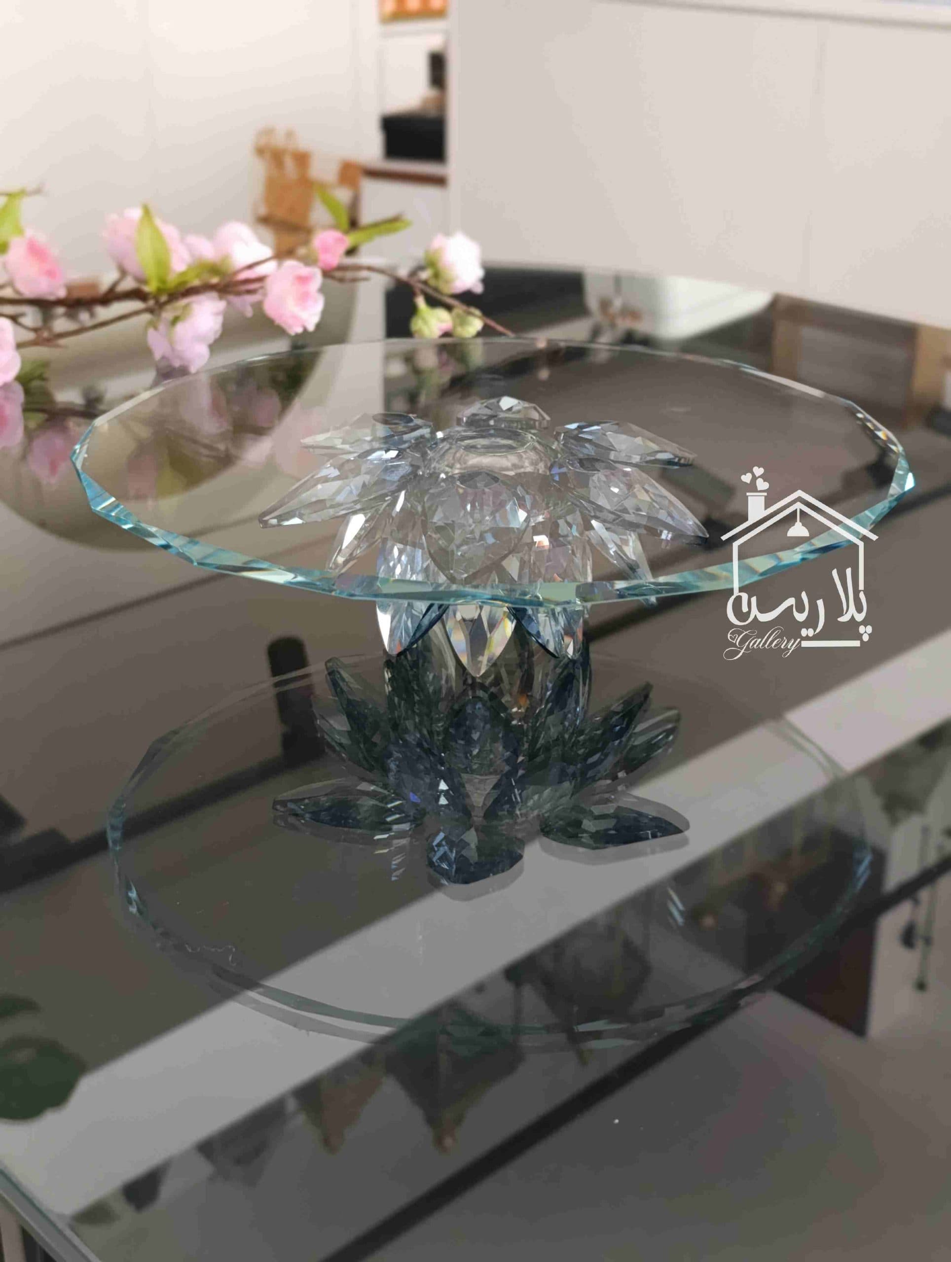 استند پایه کریستال نیلوفر مرداب در چهار رنگ آبی/سبز/طلایی/دودی 42431 — تصویر ۶