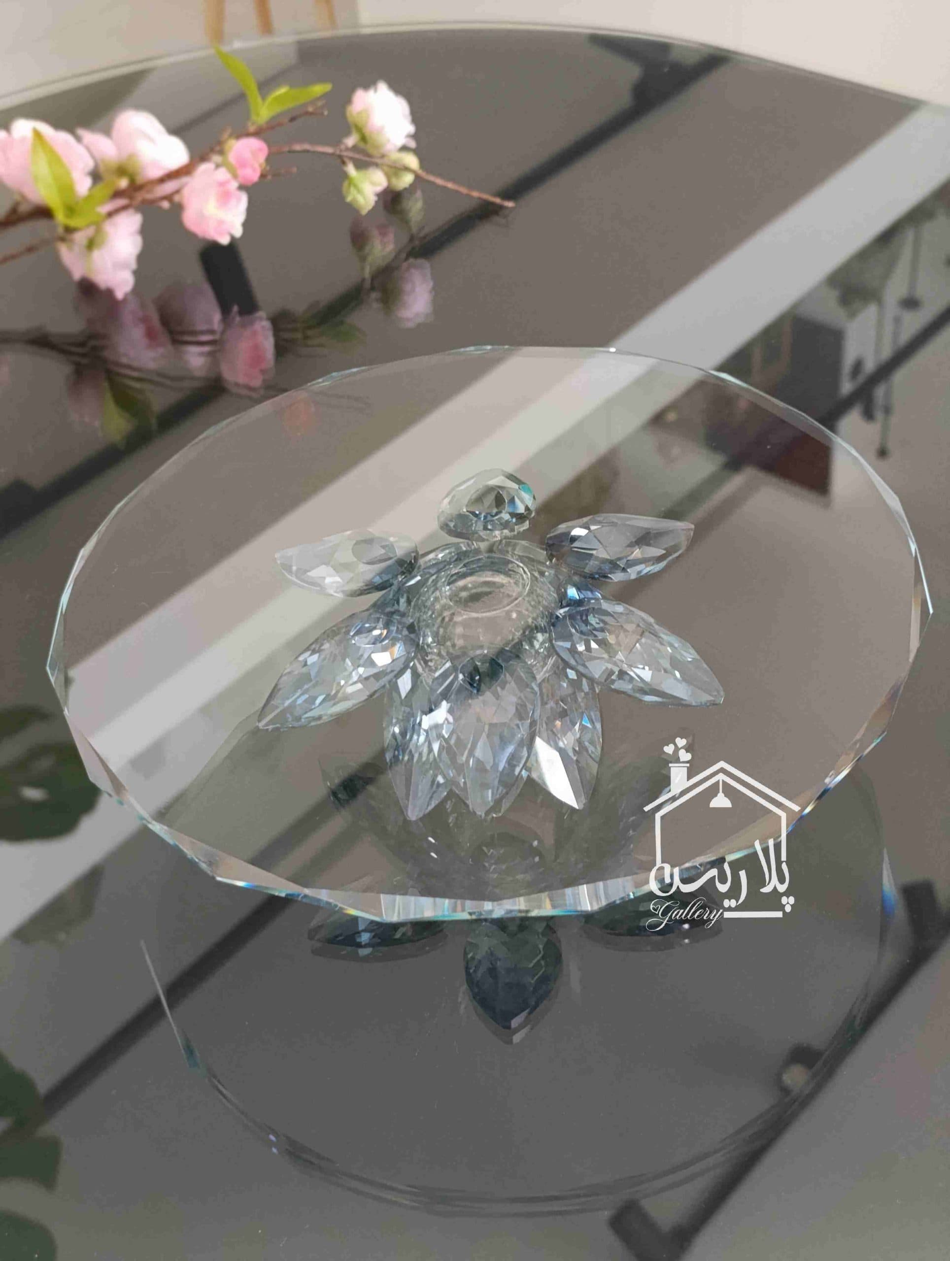 استند پایه کریستال نیلوفر مرداب در چهار رنگ آبی/سبز/طلایی/دودی 42431 — تصویر ۵