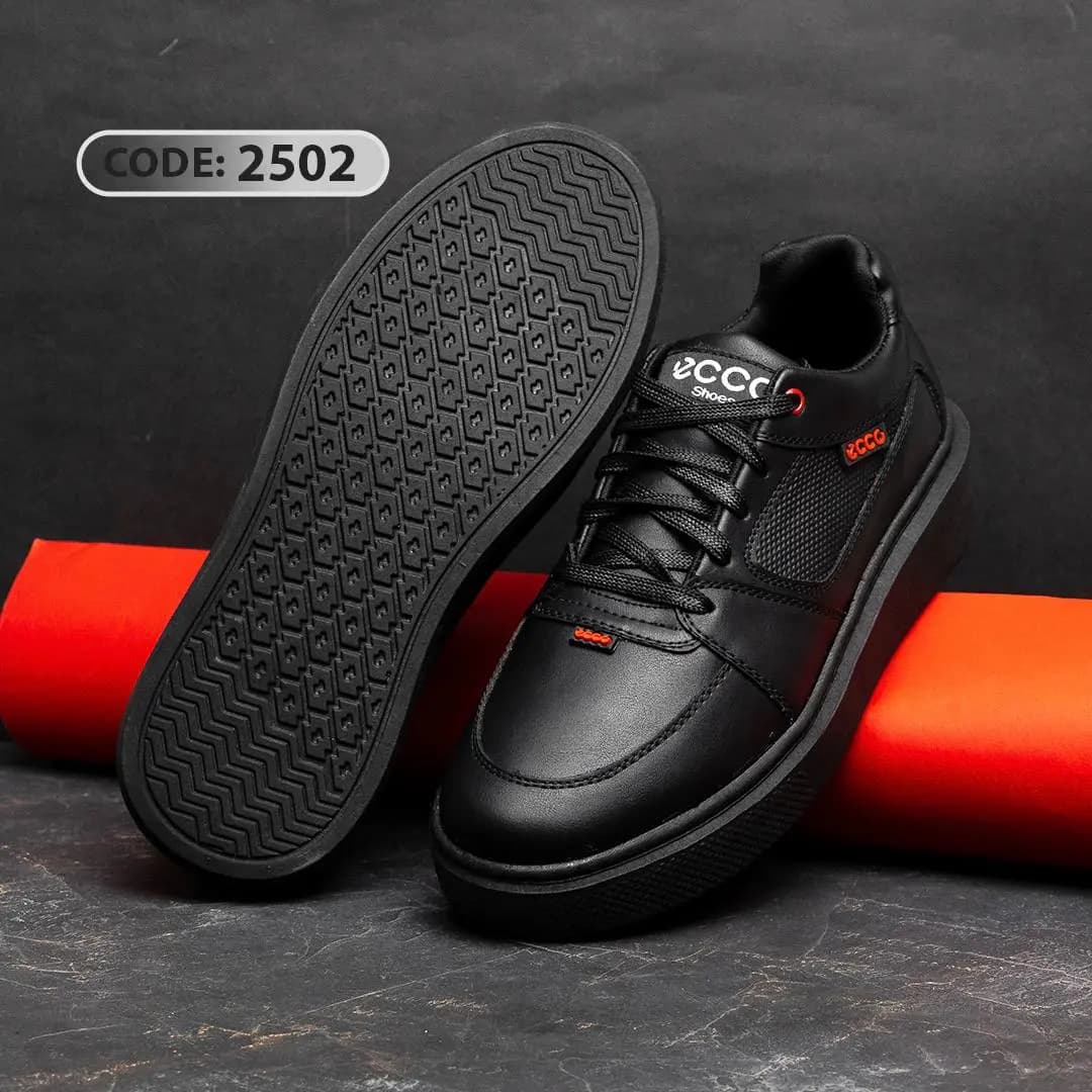 کتونی بندی تمام مشکی لژدار ecco (کد2502) — تصویر ۲
