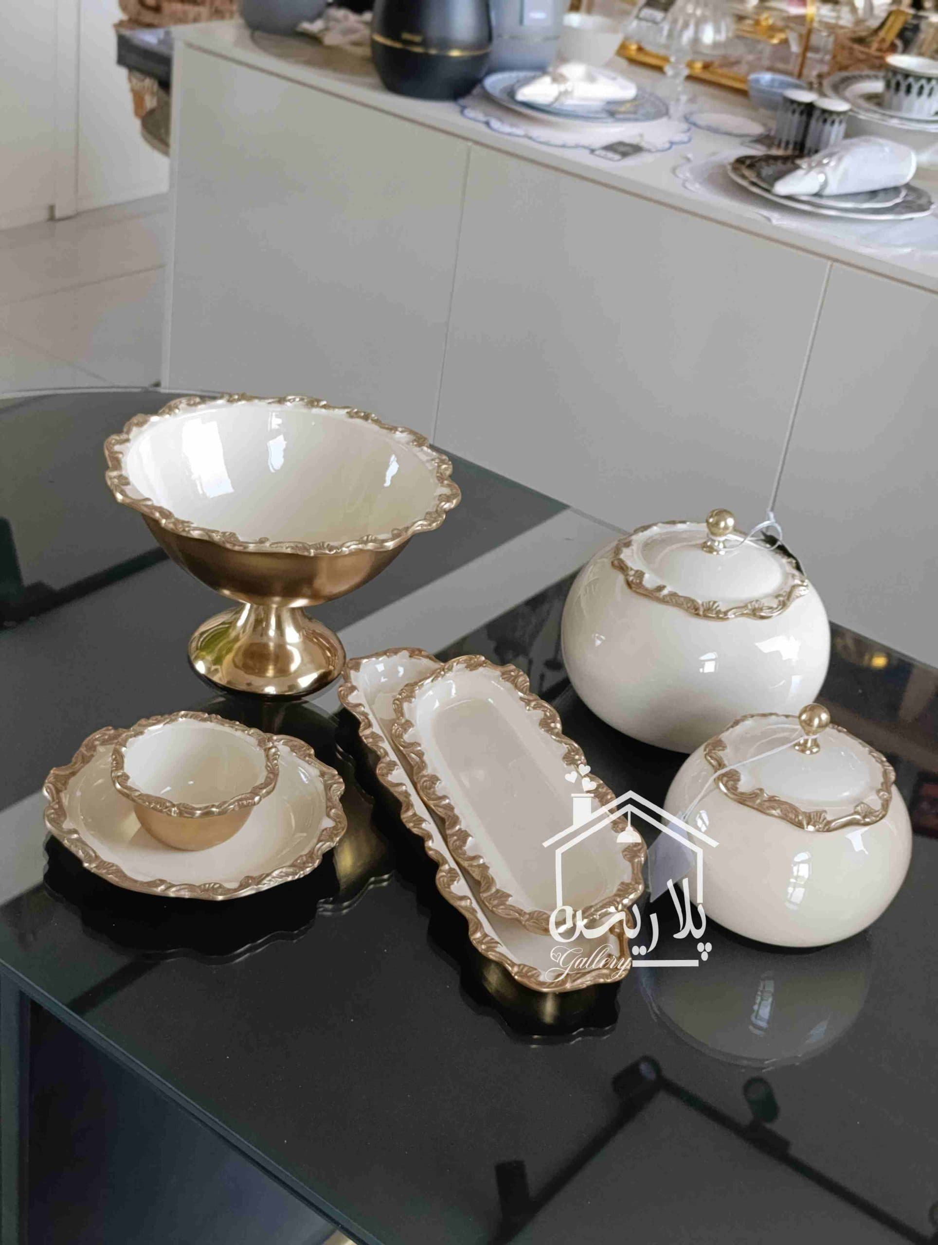 ست پذیرایی 19پارچه آلومینیوم هند فلورا طلایی 42429