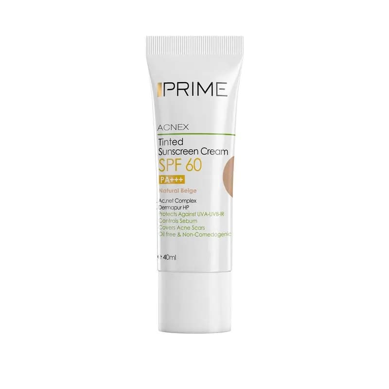 کرم ضد آفتاب رنگی پرایم مدل Acnex Beige SPF 60 – بژ حجم 40 میلی لیتر