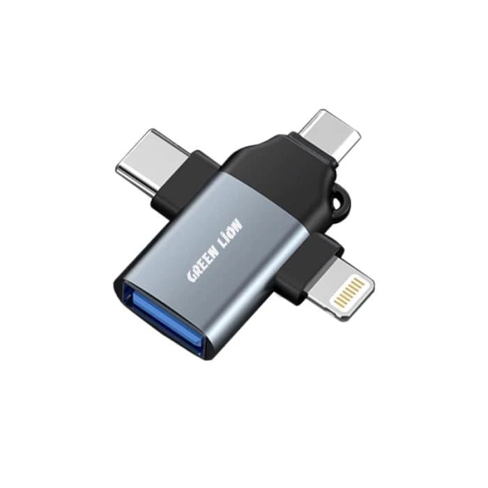 مبدل usb به microusb / usb-c / لایتنینگ گرین لاین مدل GN3in1OTG