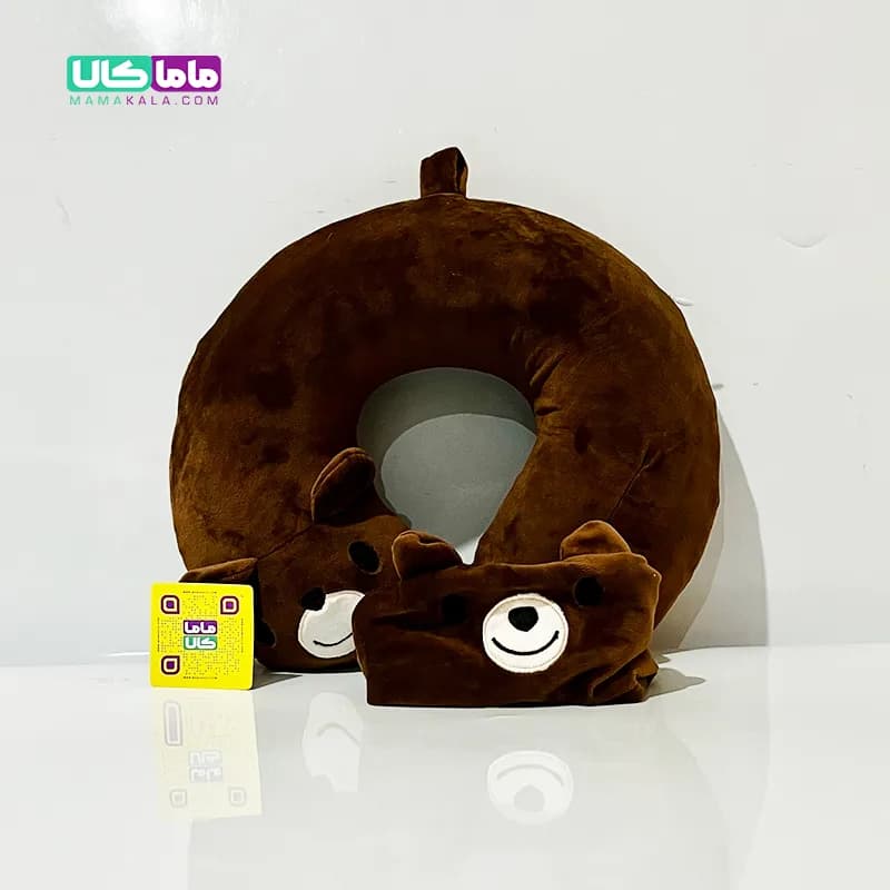 بالشت گردنی طبی و چشم بند عروسکی خرس تدی