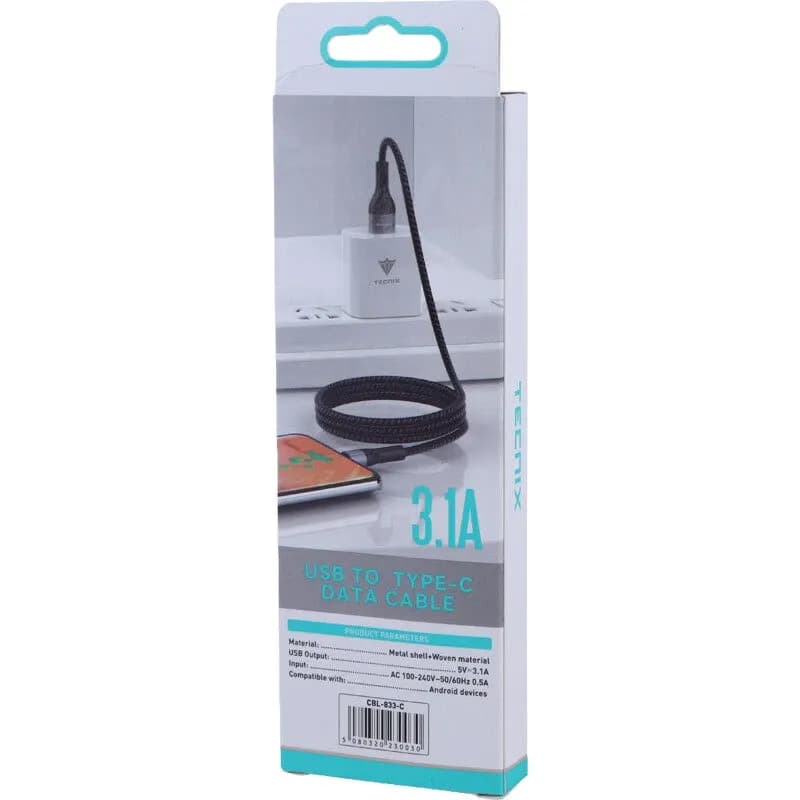 کابل تایپ سی تکنیکس Tecnix CBL-833-C | کابل فست شارژ 3.1 آمپر — تصویر ۶