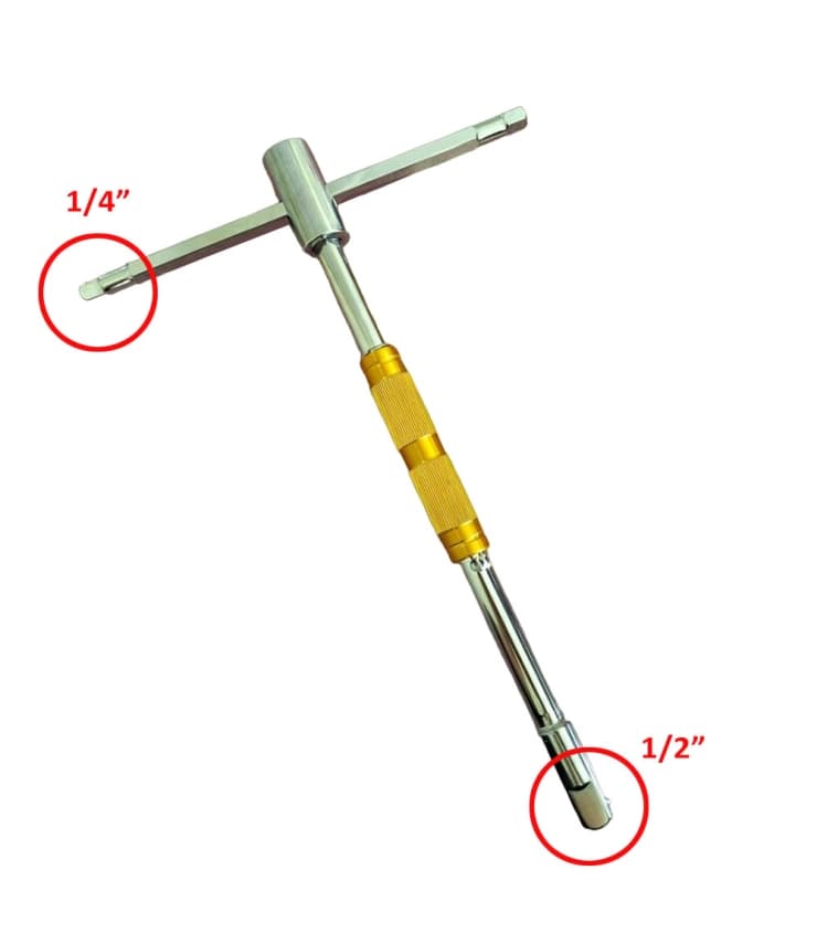 آچار بکس 6 کاره دستهدار/صلیبی تیT بکسخور سه درایو 1/4-3/8-1/2 جاپی JPE تایوان
