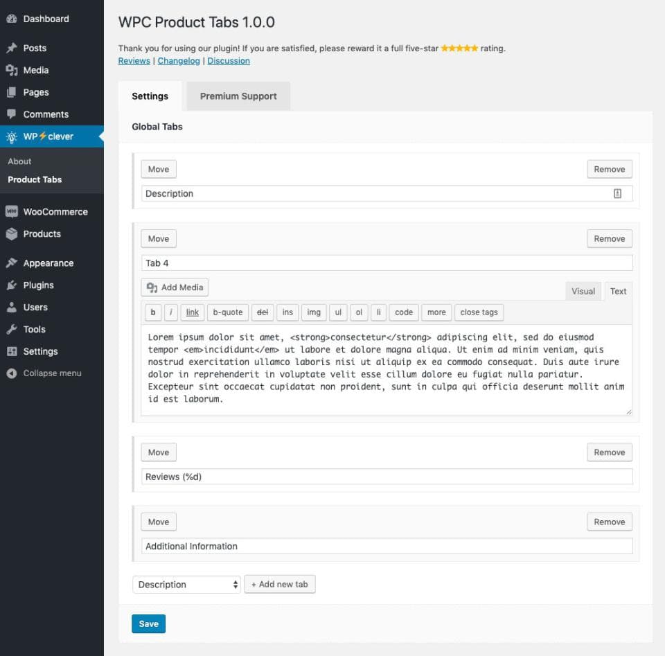 افزونه WPC Product Tabs for WooCommerce Premium تب های سفارشی محصولات ووکامرس 4.1.2 — تصویر ۵