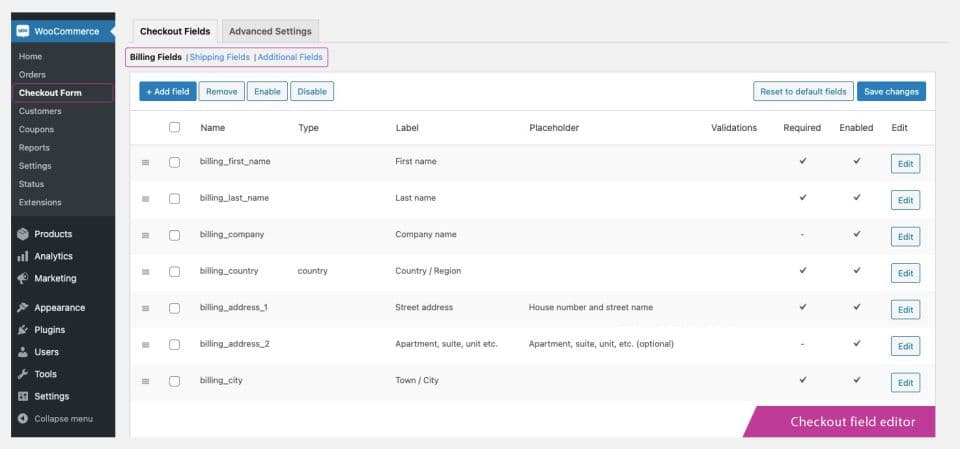 افزونه Checkout Field Editor for WooCommerce Pro ویرایش صورتحساب ووکامرس 3.6.3 — تصویر ۲
