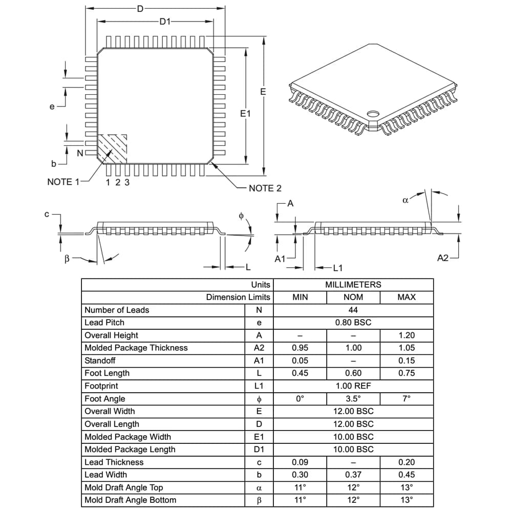 میکروکنترلر پکیج SMD اورجینال ATMEGA324PA-AU — تصویر ۲