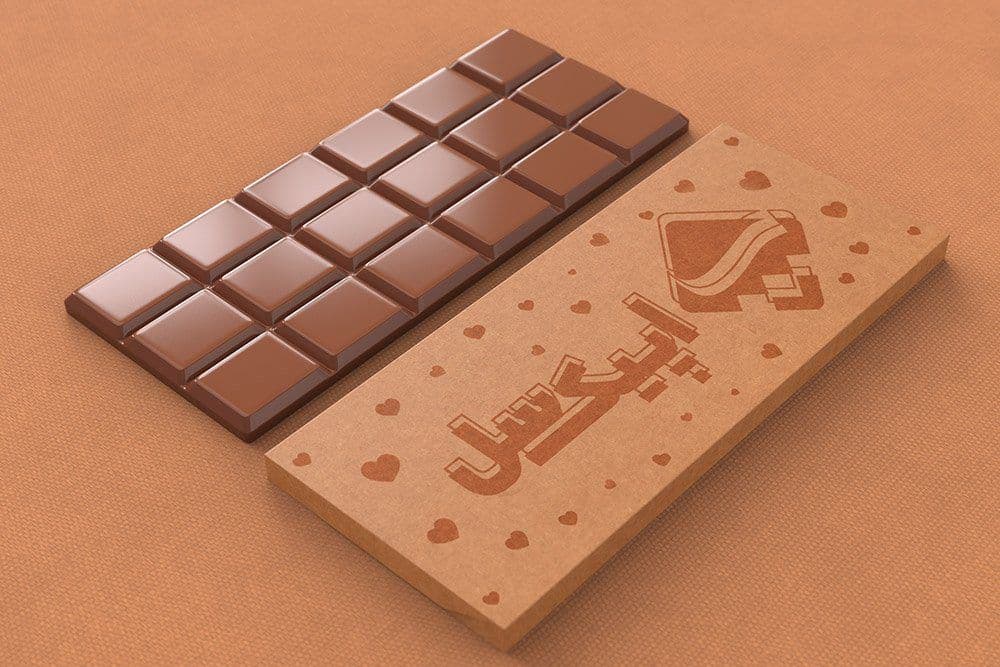 4 موکاپ لوگو روی بسته بندی شکلات تخت — تصویر ۴