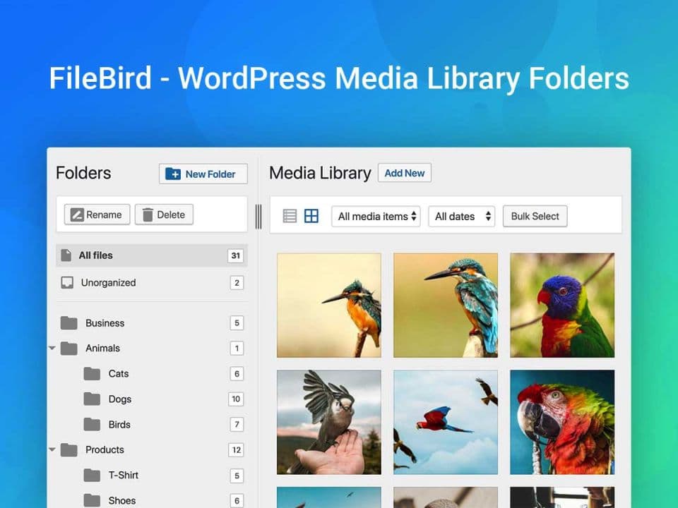 افزونه FileBird Pro مدیریت فایل های رسانه وردپرس فایل برد پرو 6.2.2 — تصویر ۳