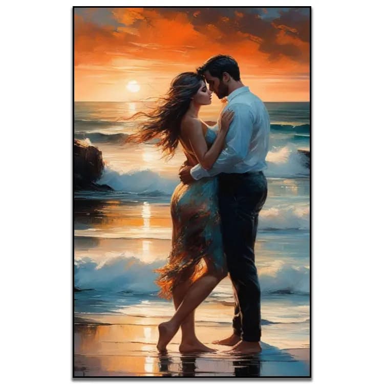 کیت نقاشی الماسی عاشقانه لب دریا
