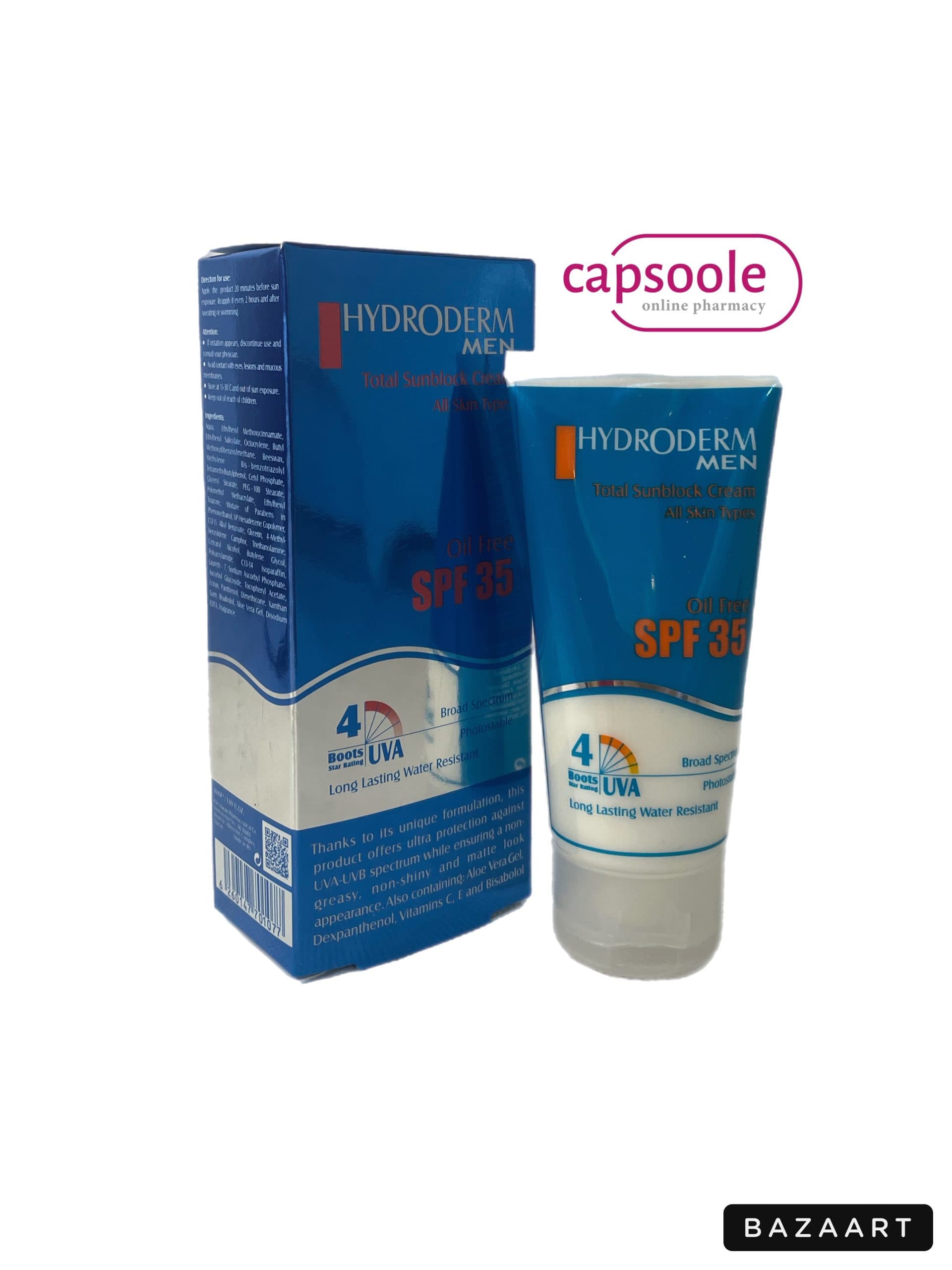 کرم ضد آفتاب آقایان هیدرودرم SPF35 – بی رنگ و فاقد چربی — تصویر ۲