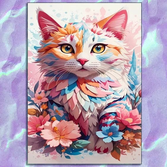 کیت نقاشی الماسی گربه فانتزی صورتی