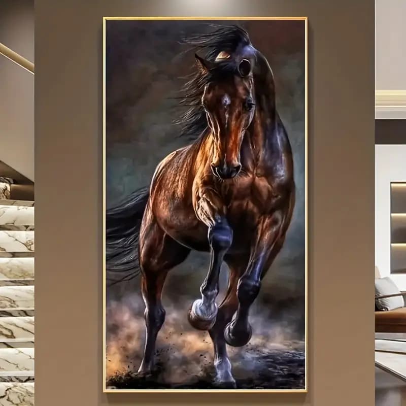 کیت نقاشی الماسی بزرگسال اسب قهوه‌ای