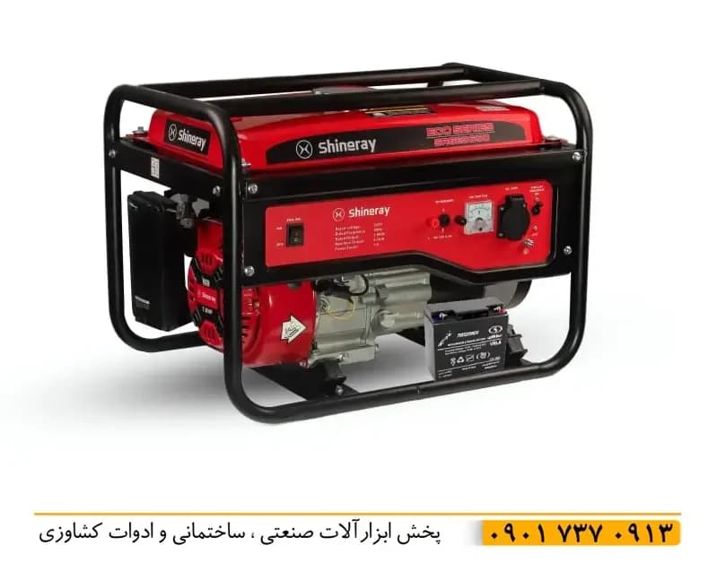 موتور برق شینری مدل SRGE4000E با قدرت 3.3 کیلو وات سیم پیچ مسی تک فاز بنزینی فوق صنعتی موتور 8 اسب بخار ولتاژ 220 ولت 14 آمپر