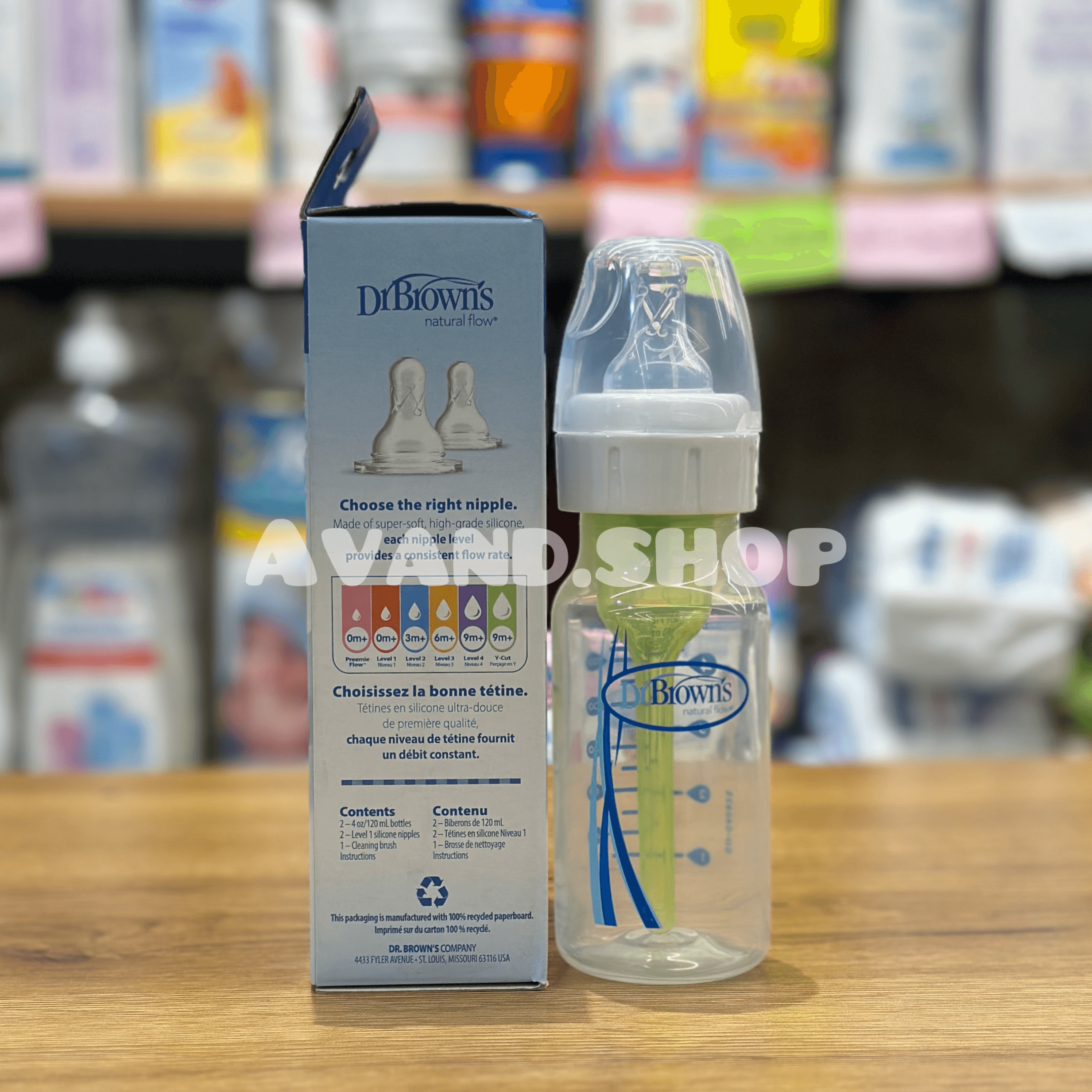 شیشه شیر طلقی 120میل باریک Dr.Browns دکتربراون(orginal)