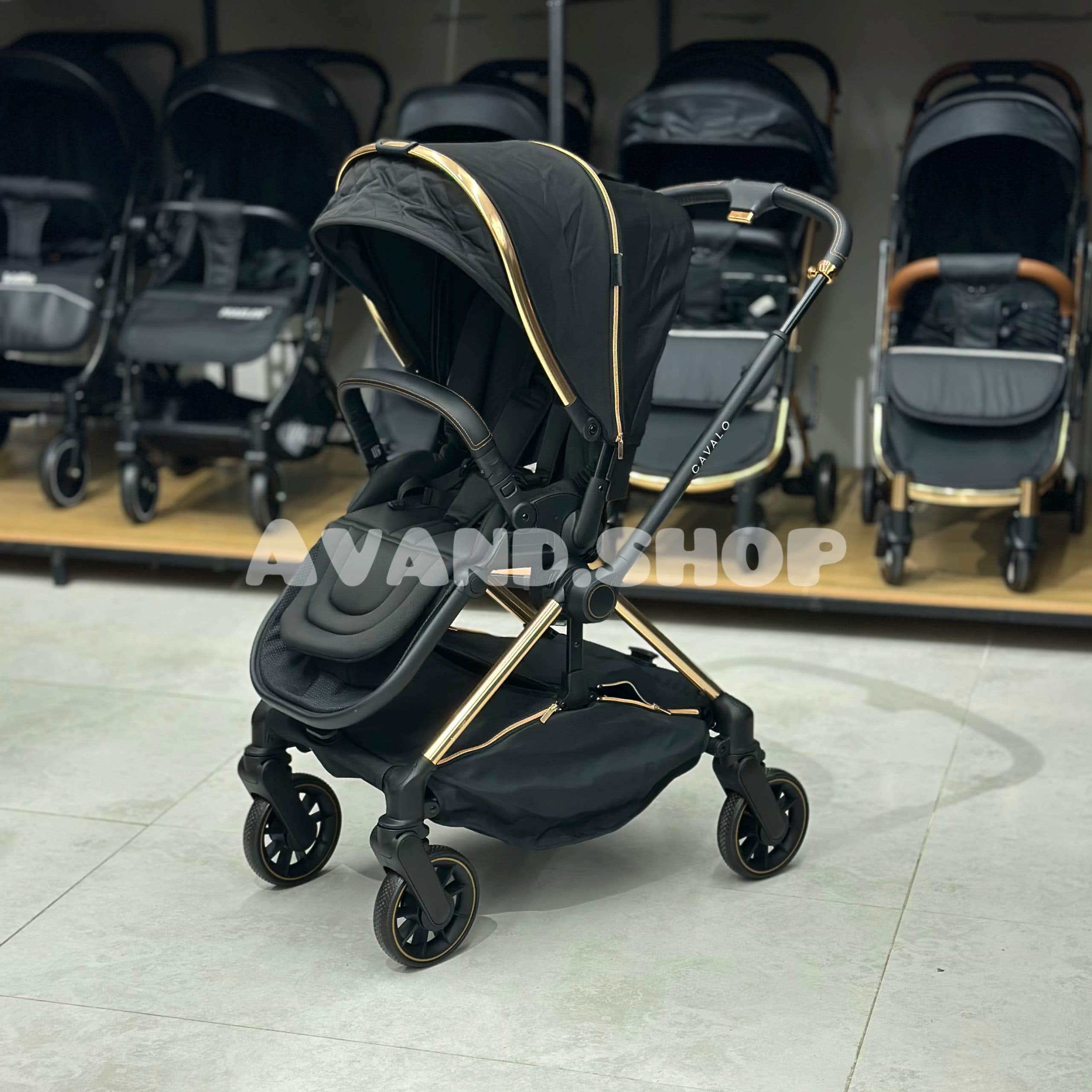 کالسکه تک کاوالو مدل BSB دسته دوطرفه و چهار چرخ 360 درجه