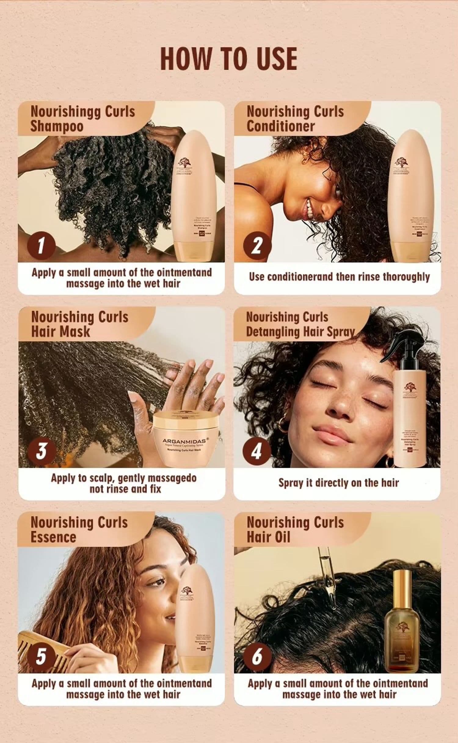 روغن موی فر آرگان میداس Nourishing Curls Hair oil Argan Midas — تصویر ۴
