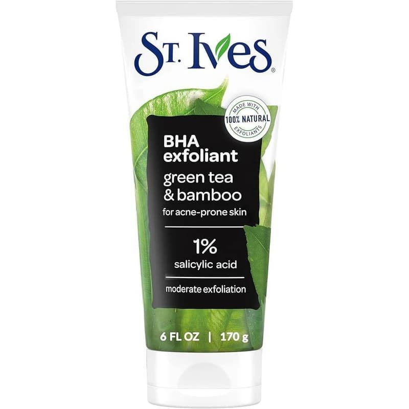 اسکراب صورت چای سبز و بامبو سنت ایوز BHA exfoliant green tea& bamboo ST. Ives