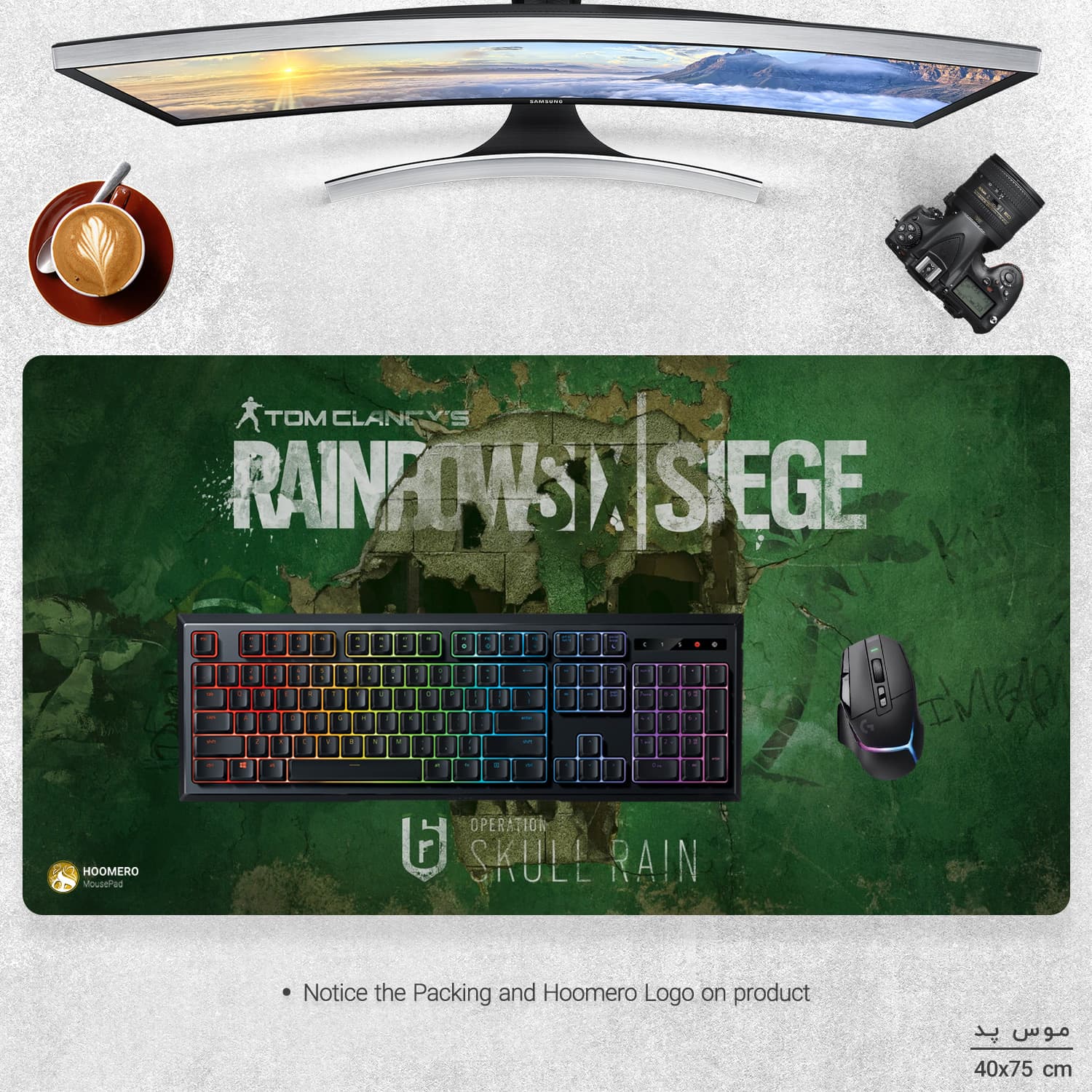 دسک پد هومرو مدل MX176 طرح بازی tom clancys rainbow six siege سایز 40×75 سانتی‌متر — تصویر ۳