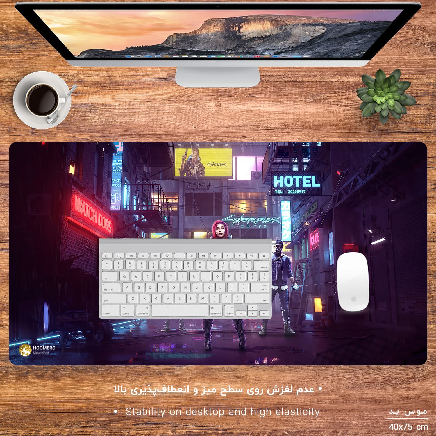 دسک پد هومرو مدل MX1868 طرح سایبرپانک سایز 40×75 سانتی‌متر — تصویر ۳