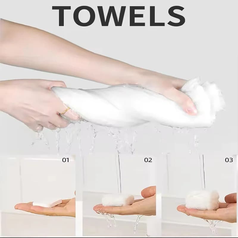 دستمال جادویی فشرده سفری مدل Towel بسته 14 عددی کدN420 — تصویر ۳