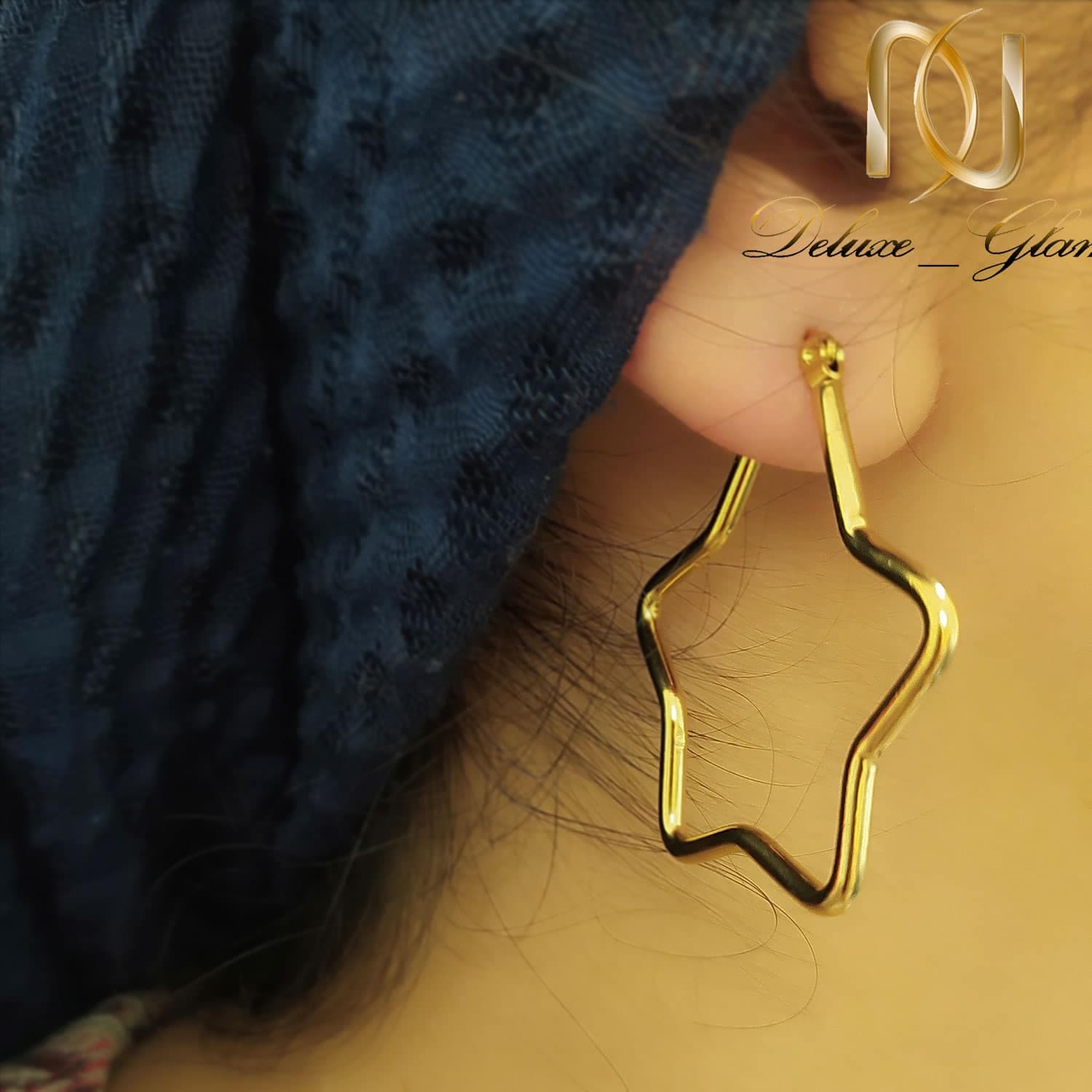 گوشواره ستاره طلایی استیل — تصویر ۳