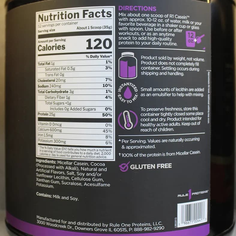 پروتئین کازئین رول وان Casein Protein طعم شکلات حجم 1820 گرم — تصویر ۴