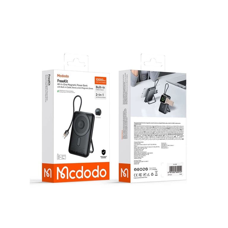 پاوربانک مگ‌سیف 10000 مک‌دودو MC-6320 | شارژ سریع 20W + استند تاشو + کابل همراه | گارانتی — تصویر ۵