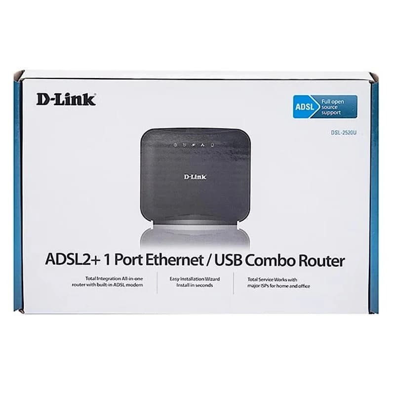مودم روتر باسیم ADSL/ADSL2/ADSL2+(Plus) دی-لینک مدل DSL-2520U (غیراستوک/نو) کدN923 — تصویر ۲