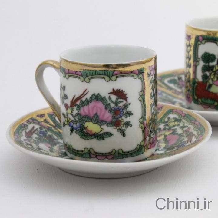 فنجان نعلبکی قهوه خوری گل مرغی طرح ضیافت — تصویر ۲