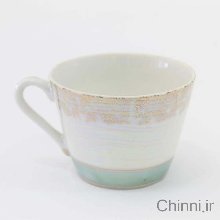 فنجان نعلبکی چای خوری سبز گلدار — تصویر ۴