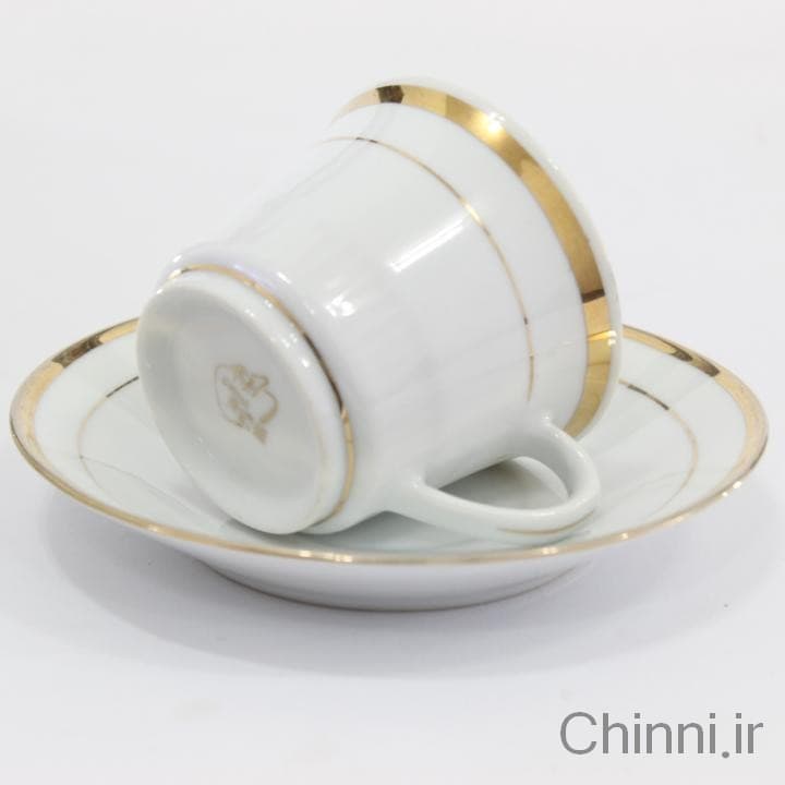 ست فنجان نعلبکی ساده خط طلایی — تصویر ۵