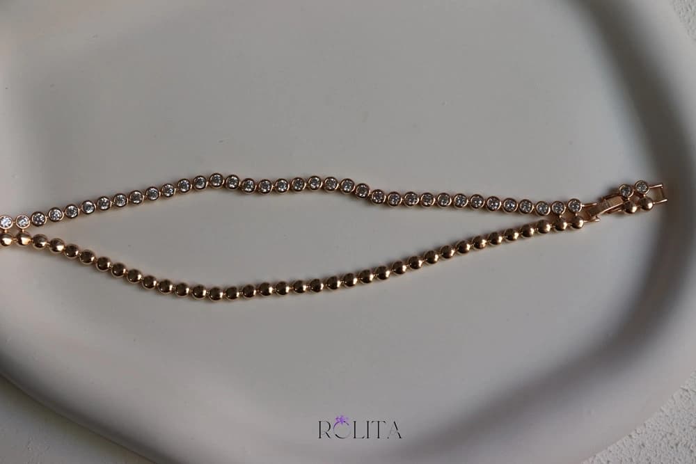 دستبند دولاین مهره و نگین توپی ژوپینگ — تصویر ۳