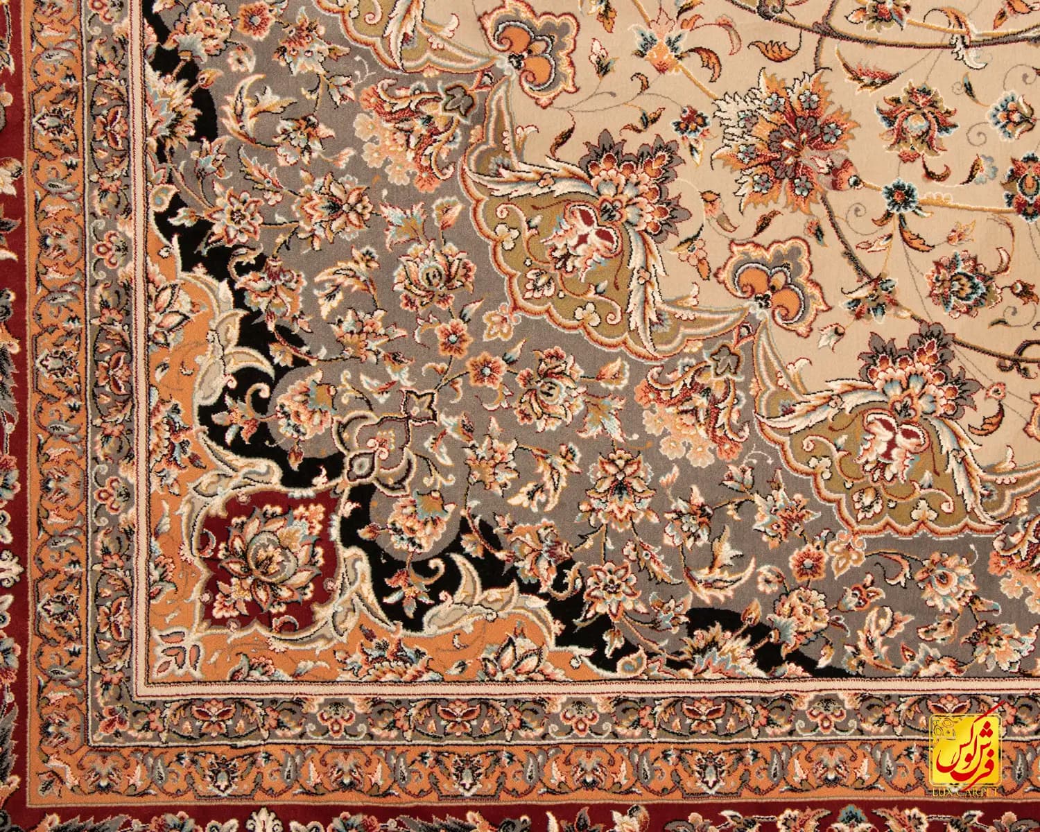 فرش کلاسیک شکوه خاکی لاکی — تصویر ۷