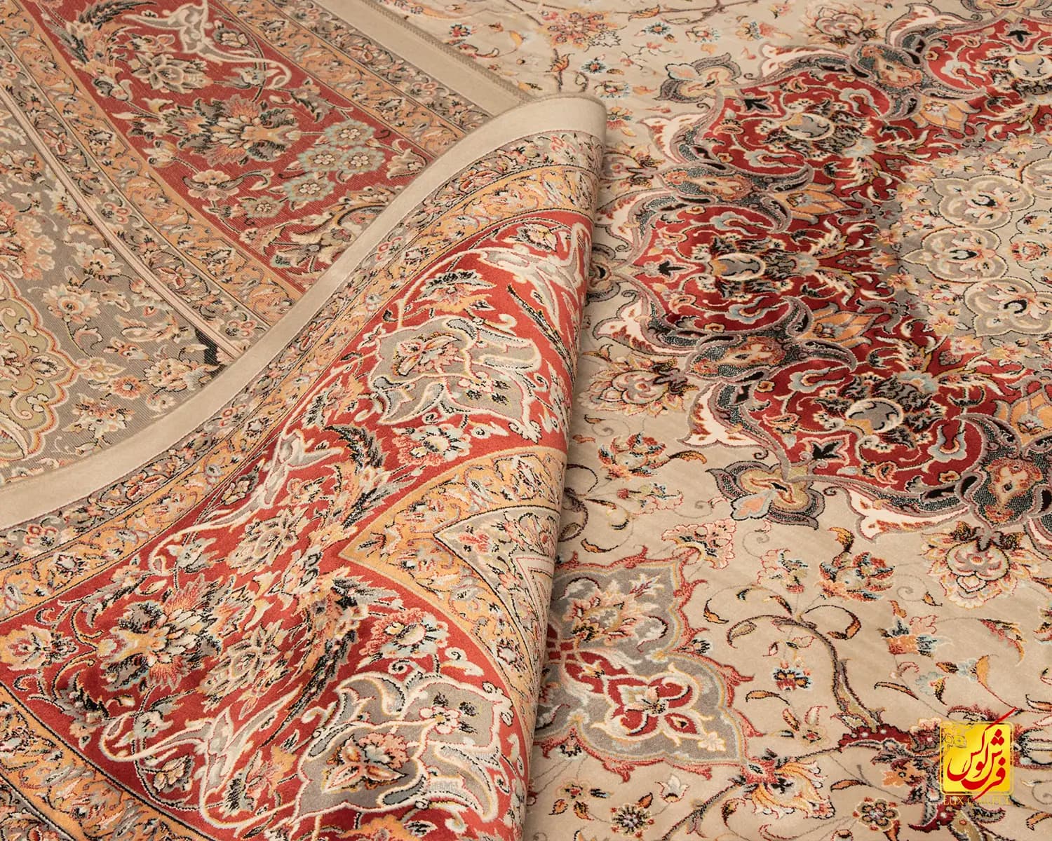 فرش کلاسیک شکوه خاکی لاکی — تصویر ۸