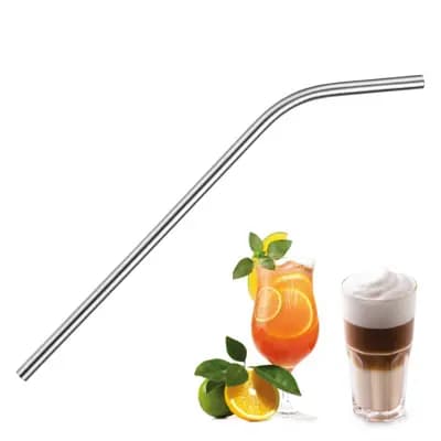 ۴ عدد نی استیل خمیده + برس تمیز کننده Stainless Steel Drinking Straws »Edelstahl Knick« وست مارک — تصویر ۲