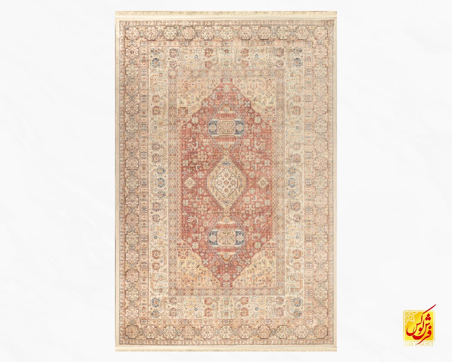 فرش وینتیج 8315LC گلبهی حاشیه کرم — تصویر ۲